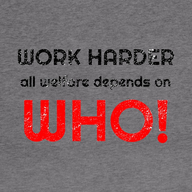 Work harder all welfare depends on WHO by WPKs Design & Co